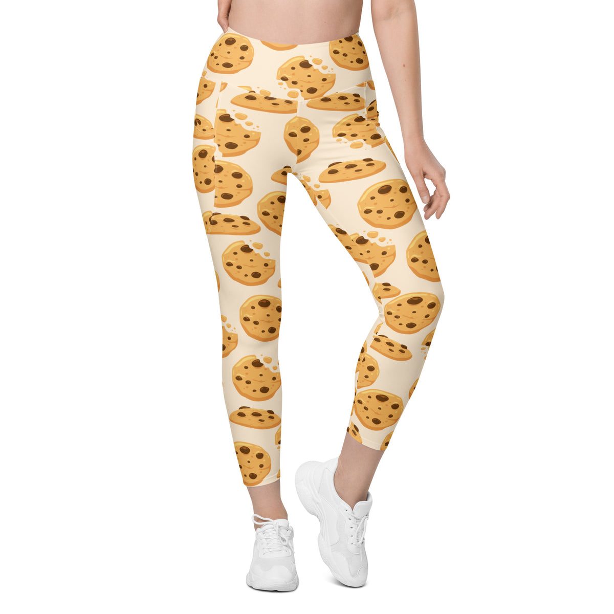 Women’s Chocolate Chip Cookie Leggings With Pockets – High-Waisted, Soft Compression Active Pants