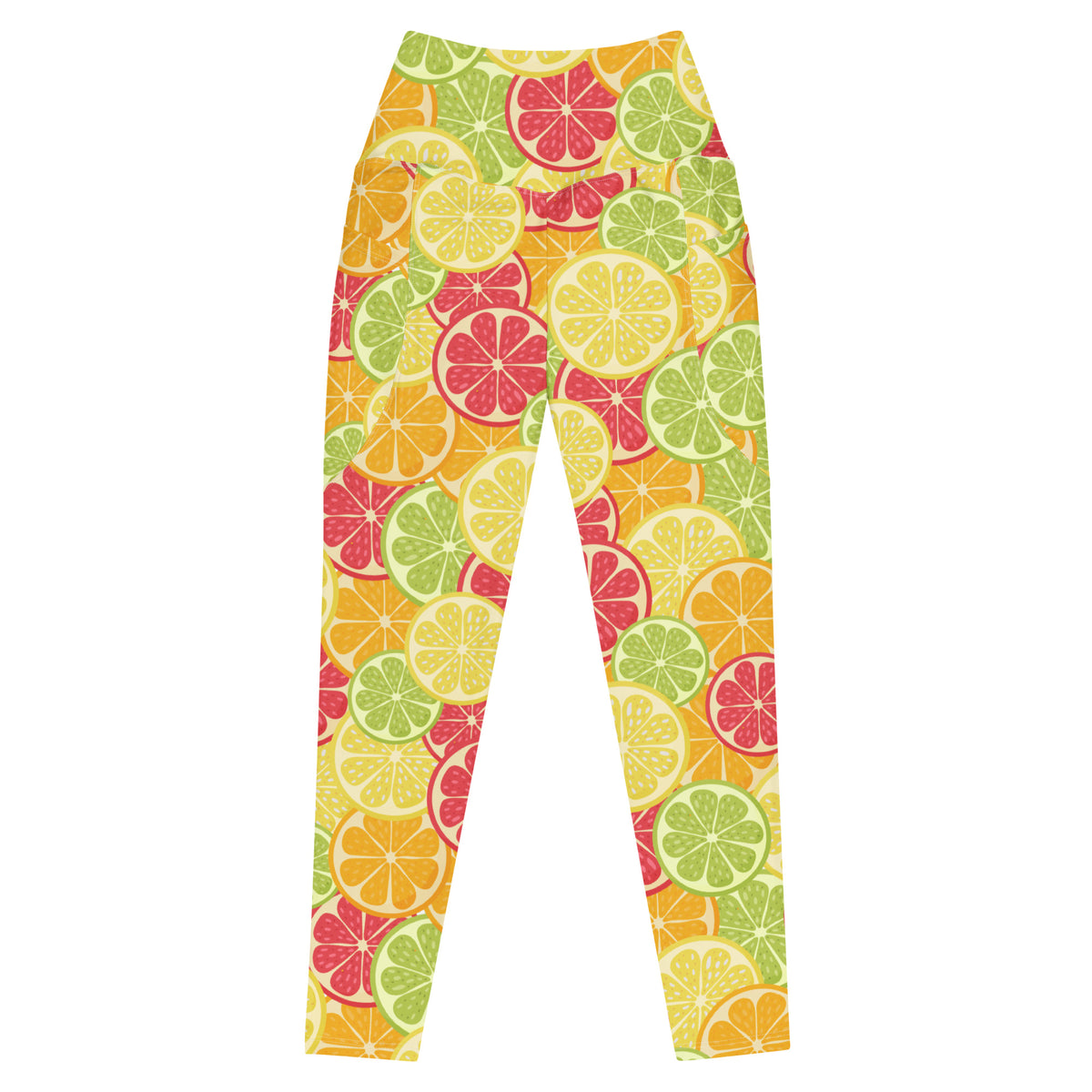 Women’s Citrus Fruit Leggings With Pockets – High-Waisted, Soft Compression Active Pants