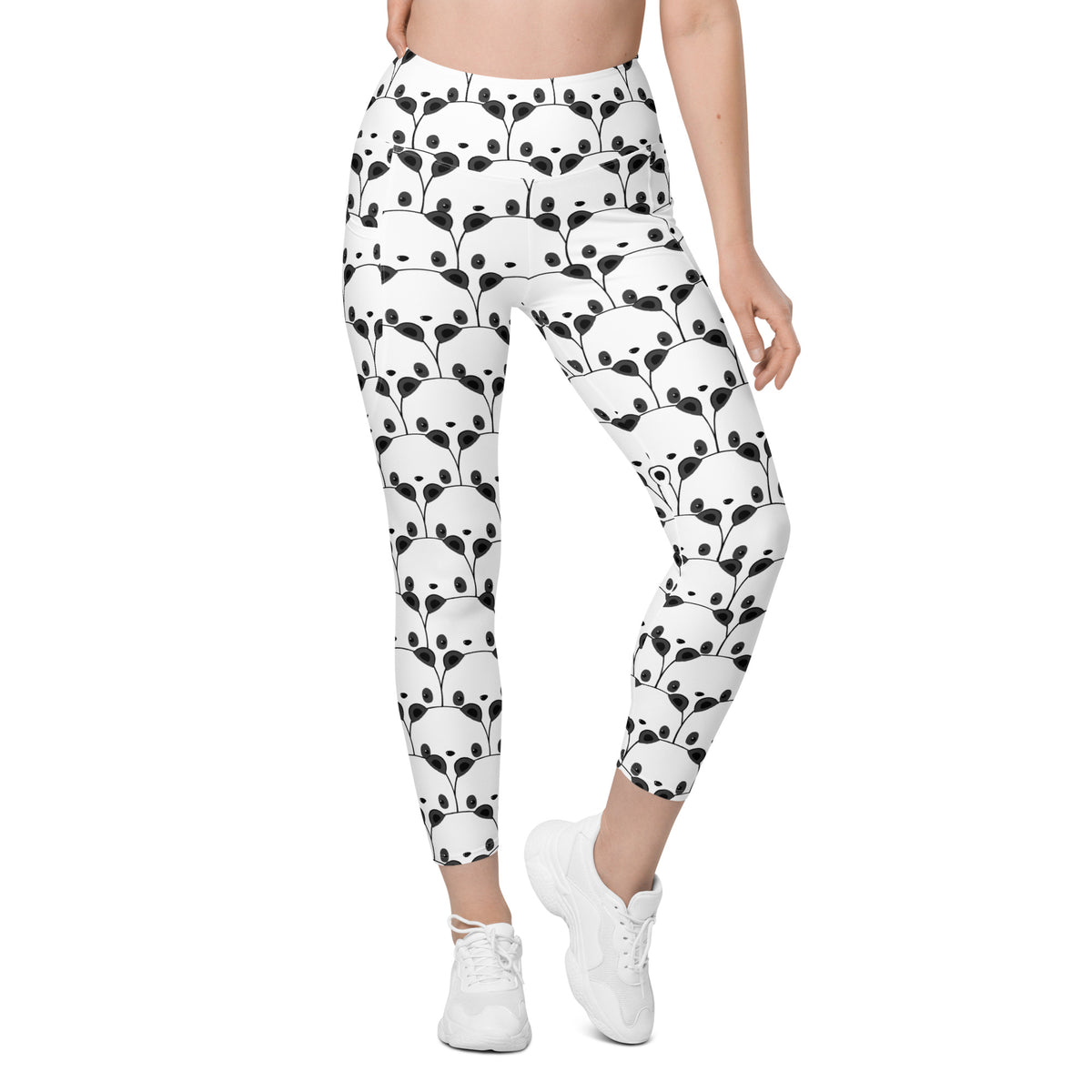 Women’s Panda Print Yoga Leggings With Pockets – High-Waisted, Soft Compression Active Pants