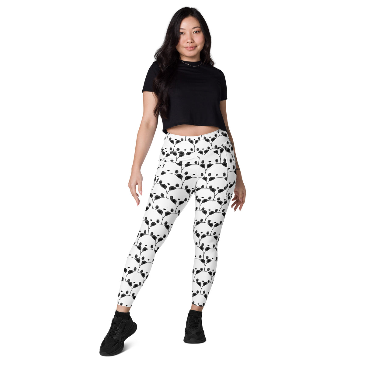 Women’s Panda Print Yoga Leggings With Pockets – High-Waisted, Soft Compression Active Pants