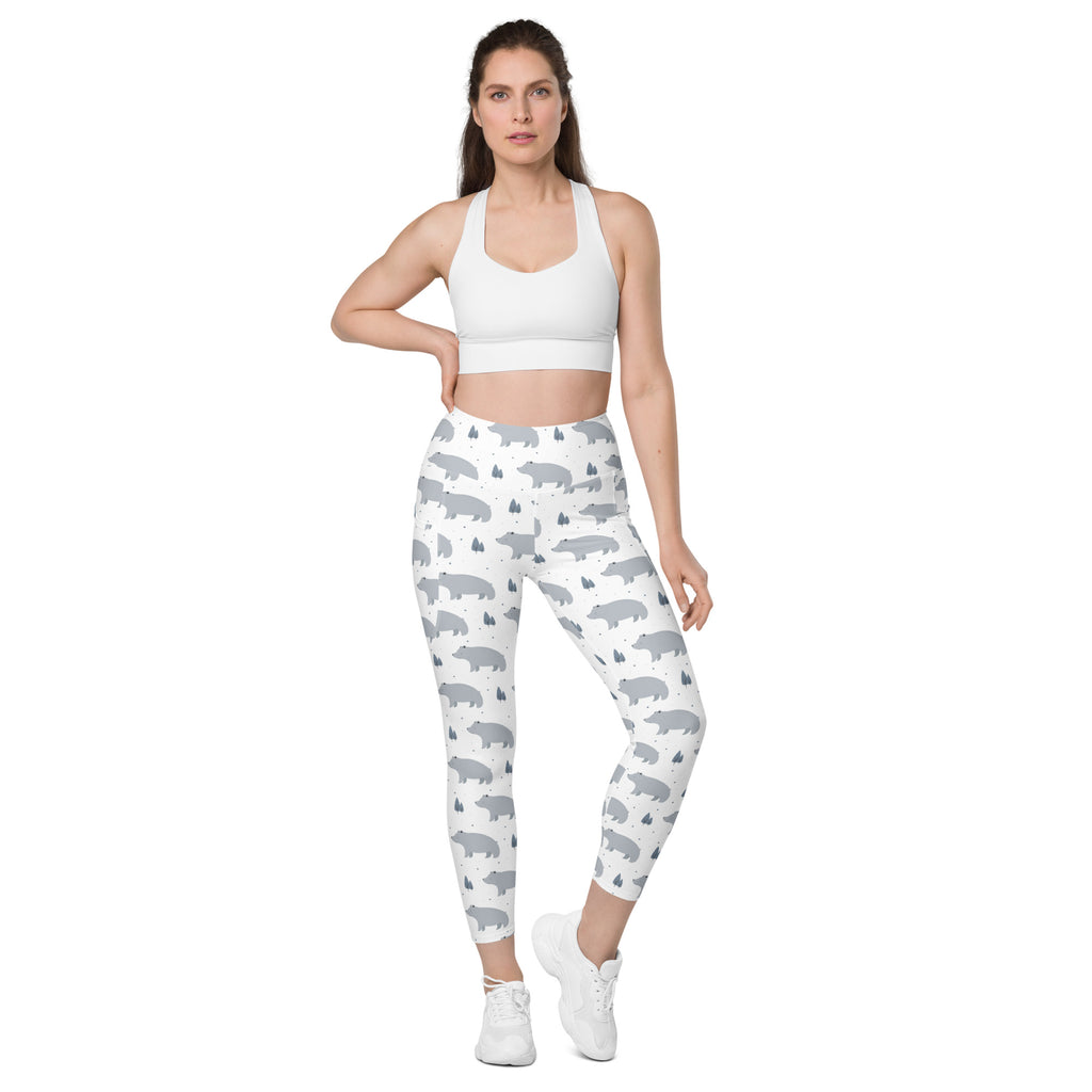 Women’s Polar Bear Yoga Leggings With Pockets – High-Waisted, Soft Compression Active Pants