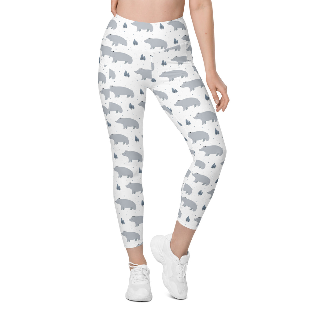 Women’s Polar Bear Yoga Leggings With Pockets – High-Waisted, Soft Compression Active Pants