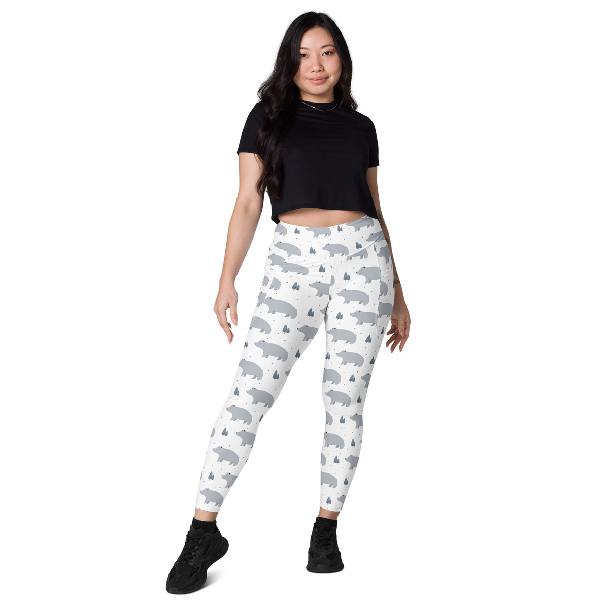 Women’s Polar Bear Yoga Leggings With Pockets – High-Waisted, Soft Compression Active Pants