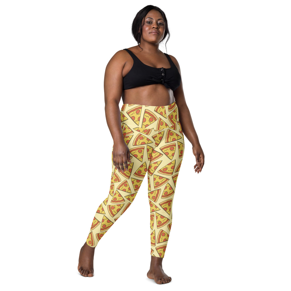 Women’s Pizza Slice Yoga Leggings With Pockets – High-Waisted, Soft Compression Active Pants