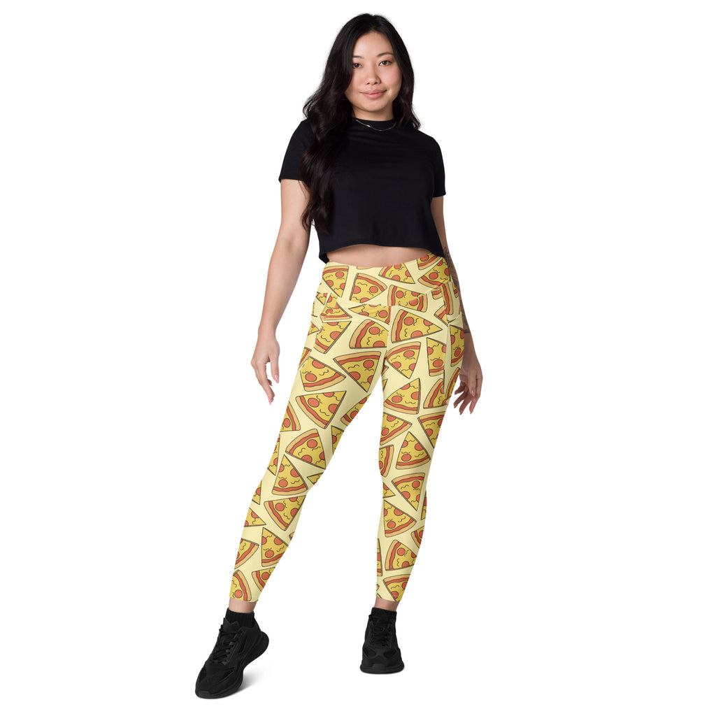 Women’s Pizza Slice Yoga Leggings With Pockets – High-Waisted, Soft Compression Active Pants