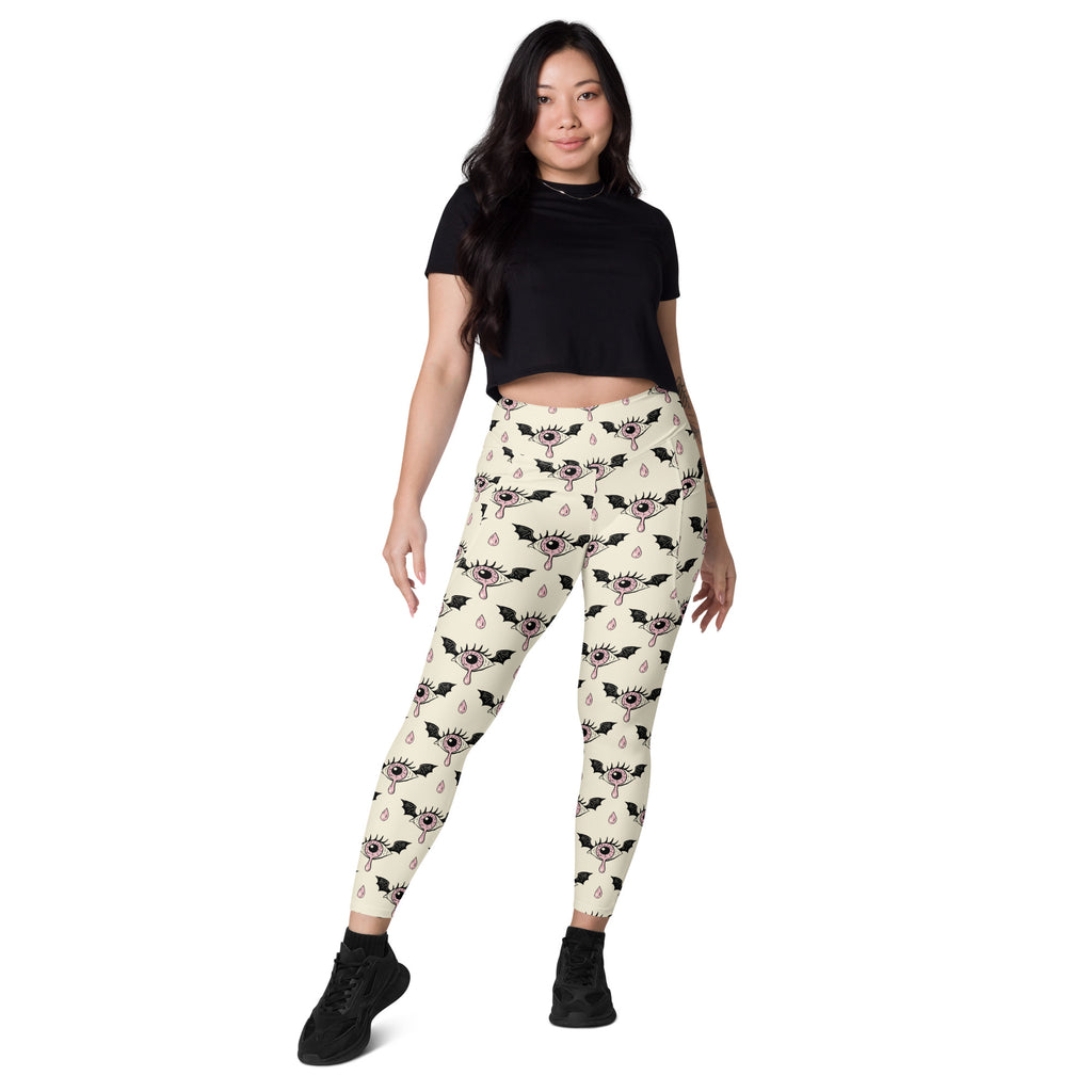 Women’s Creepy Eyeball Halloween Yoga Leggings With Pockets – High-Waisted, Soft Compression Active Pants