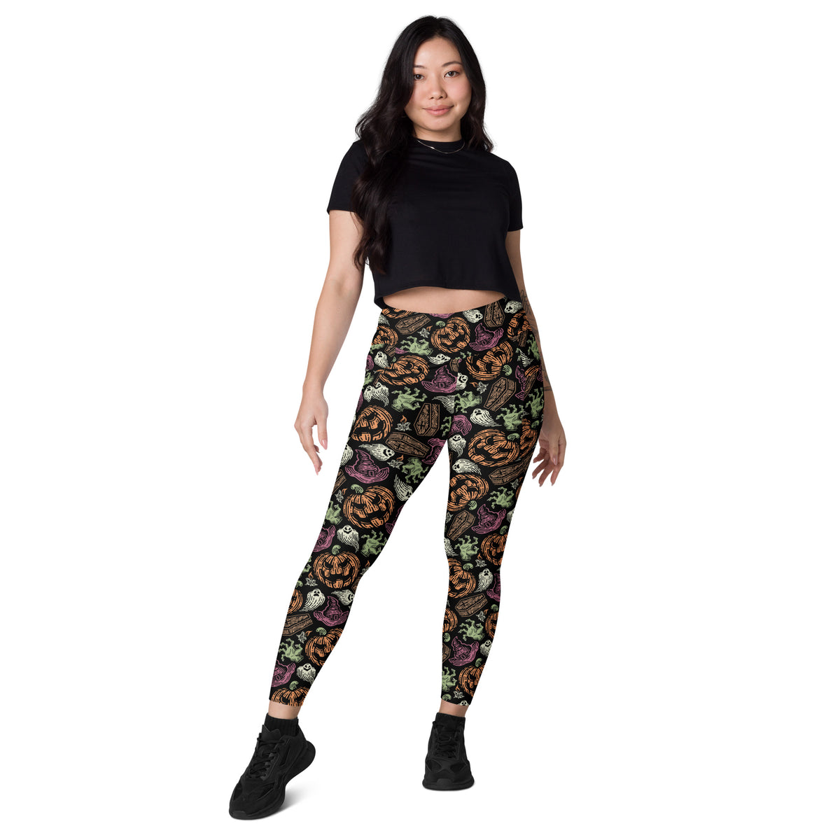 Women’s Spooky Halloween Yoga Leggings With Pockets – High-Waisted, Soft Compression Active Pants