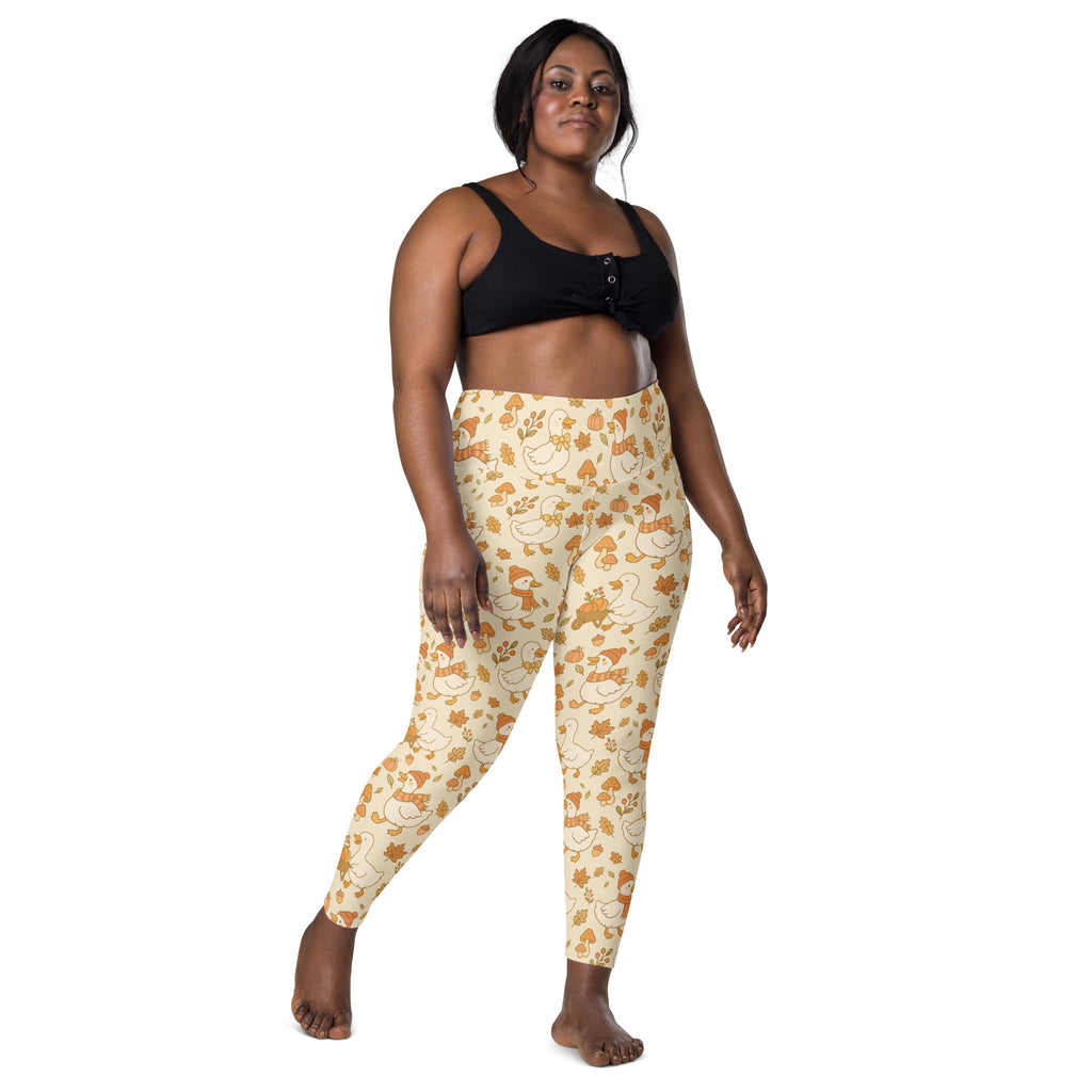 Women’s Autumn Duck Yoga Leggings With Pockets – High-Waisted, Soft Compression Active Pants