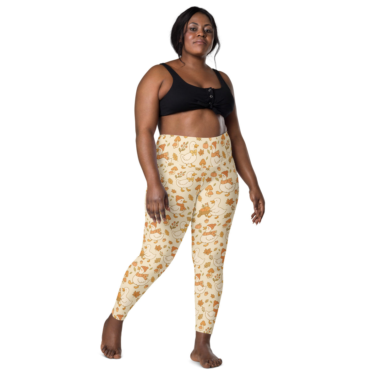 Women’s Autumn Duck Yoga Leggings With Pockets – High-Waisted, Soft Compression Active Pants