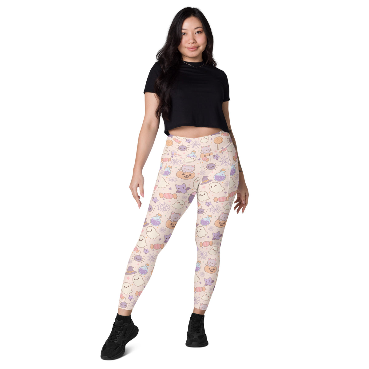 Women’s Pastel Halloween Yoga Leggings With Pockets – High-Waisted, Soft Compression Active Pants