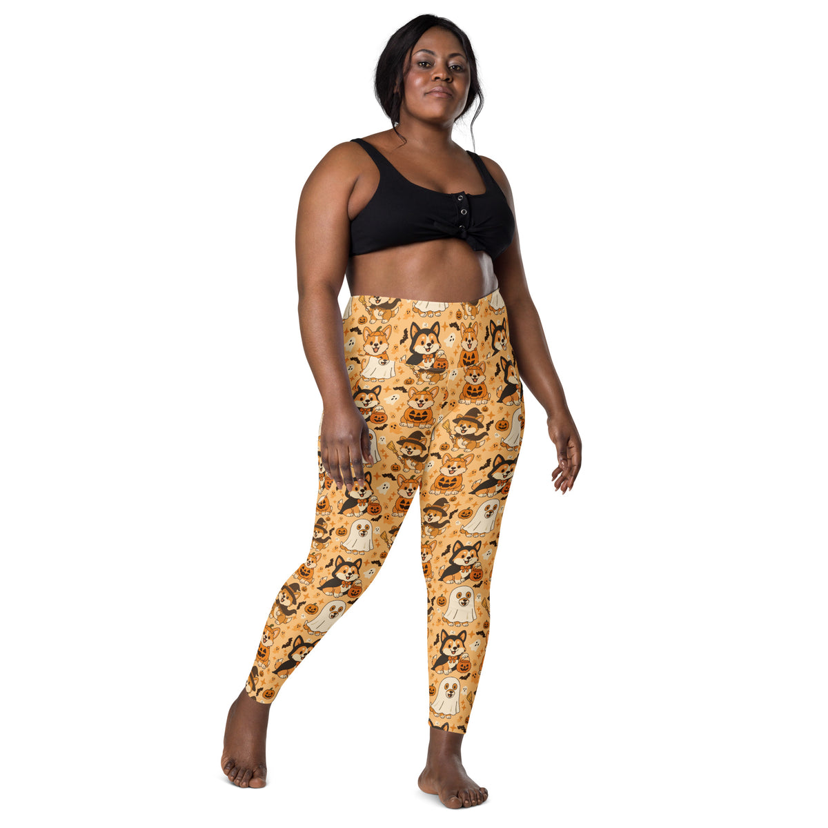 Women’s Halloween Corgi Yoga Leggings With Pockets – High-Waisted, Soft Compression Active Pants