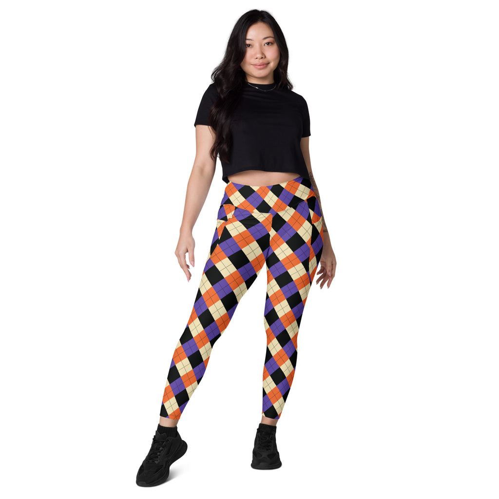 Women’s Halloween Argyle Yoga Leggings With Pockets – High-Waisted, Soft Compression Active Pants