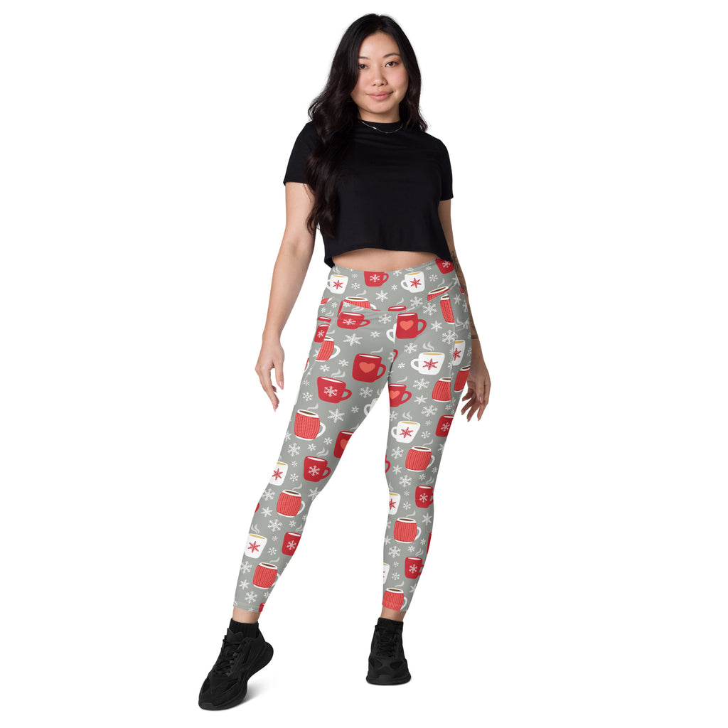 Women’s Hot Cocoa Christmas Yoga Leggings With Pockets – High-Waisted, Soft Compression Active Pants
