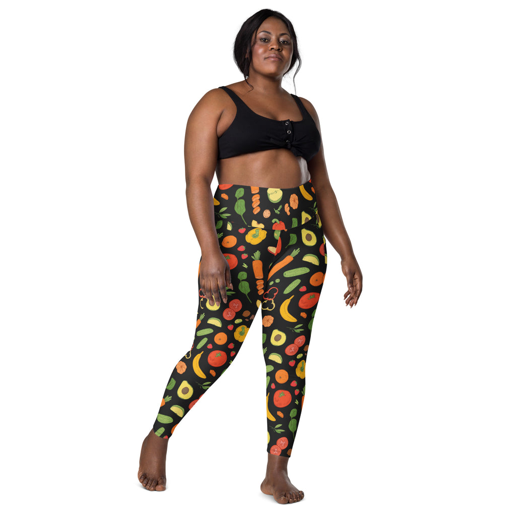 Women’s Fruit & Vegetable Yoga Leggings With Pockets – High-Waisted, Soft Compression Active Pants