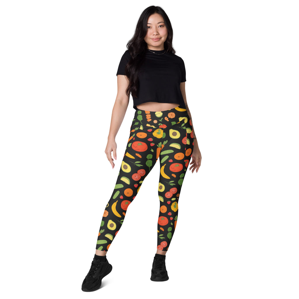Women’s Fruit & Vegetable Yoga Leggings With Pockets – High-Waisted, Soft Compression Active Pants