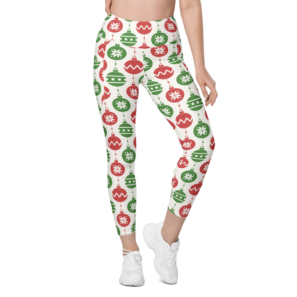 Women’s Christmas Ornament Yoga Leggings With Pockets – High-Waisted, Soft Compression Active Pants