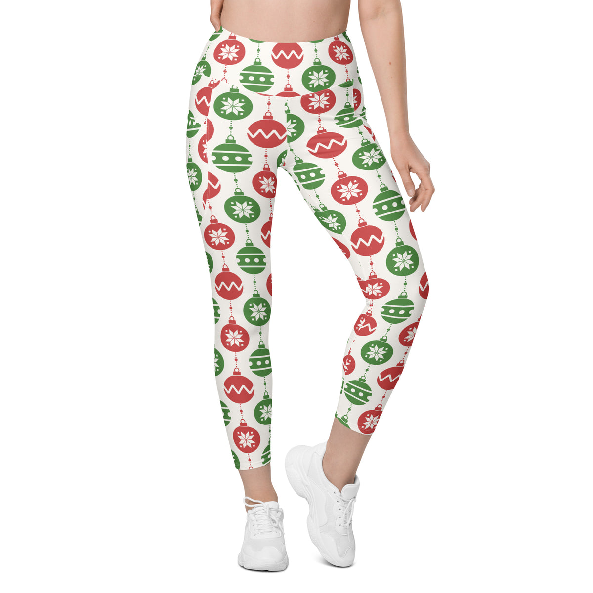 Women’s Christmas Ornament Yoga Leggings With Pockets – High-Waisted, Soft Compression Active Pants