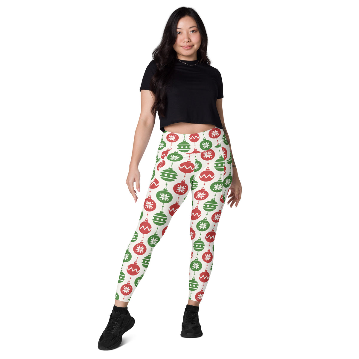 Women’s Christmas Ornament Yoga Leggings With Pockets – High-Waisted, Soft Compression Active Pants