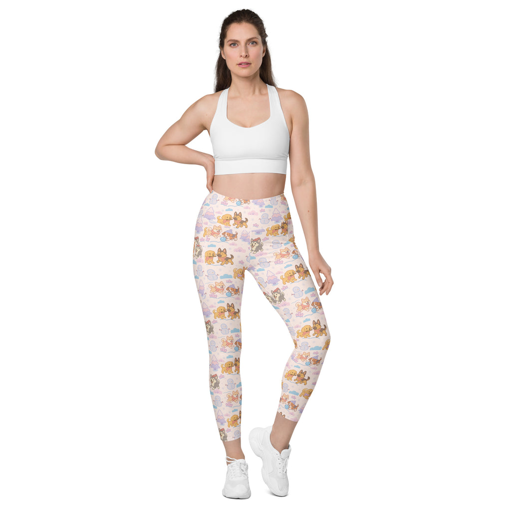 Women’s Winter Dogs Yoga Leggings With Pockets – High-Waisted, Soft Compression Active Pants