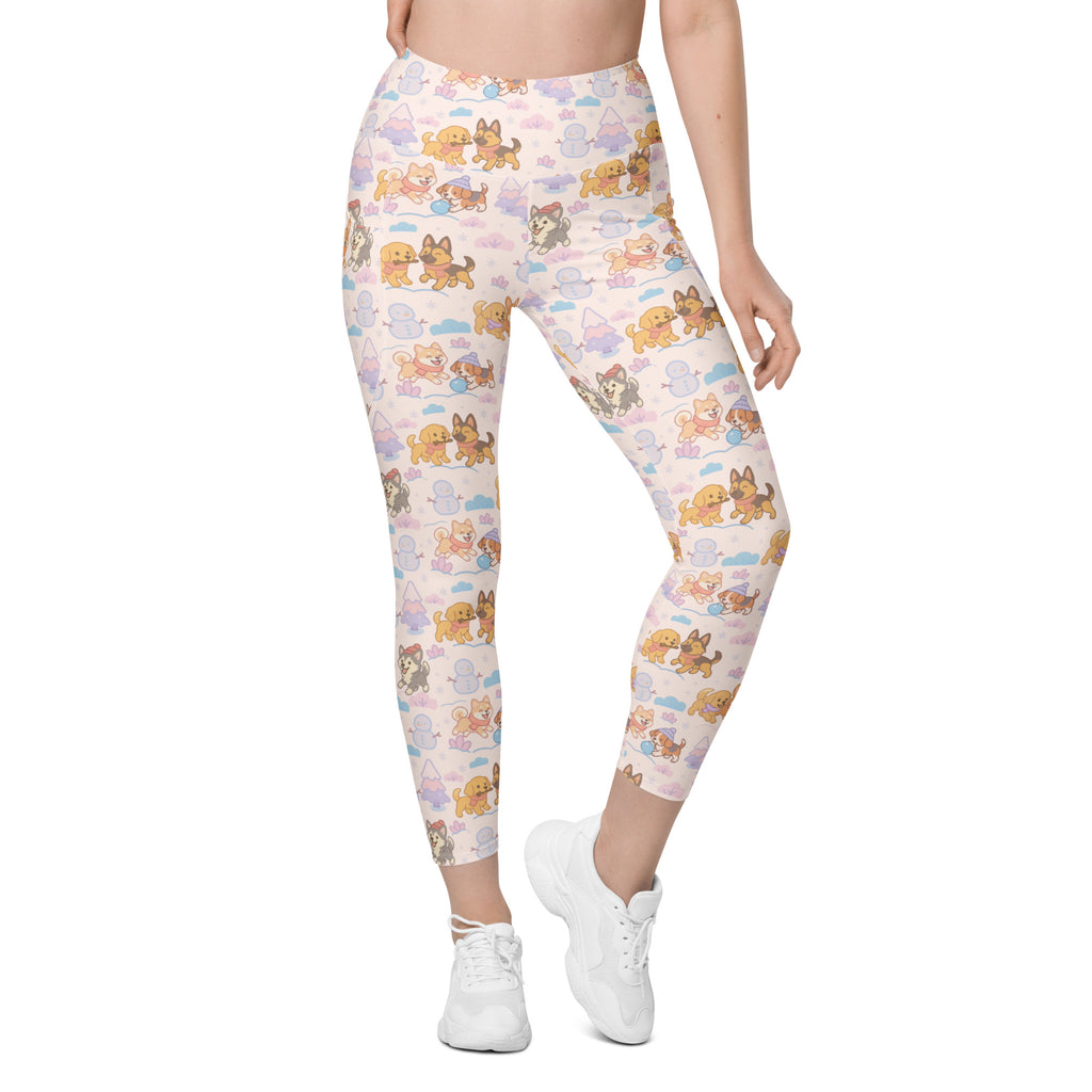 Women’s Winter Dogs Yoga Leggings With Pockets – High-Waisted, Soft Compression Active Pants