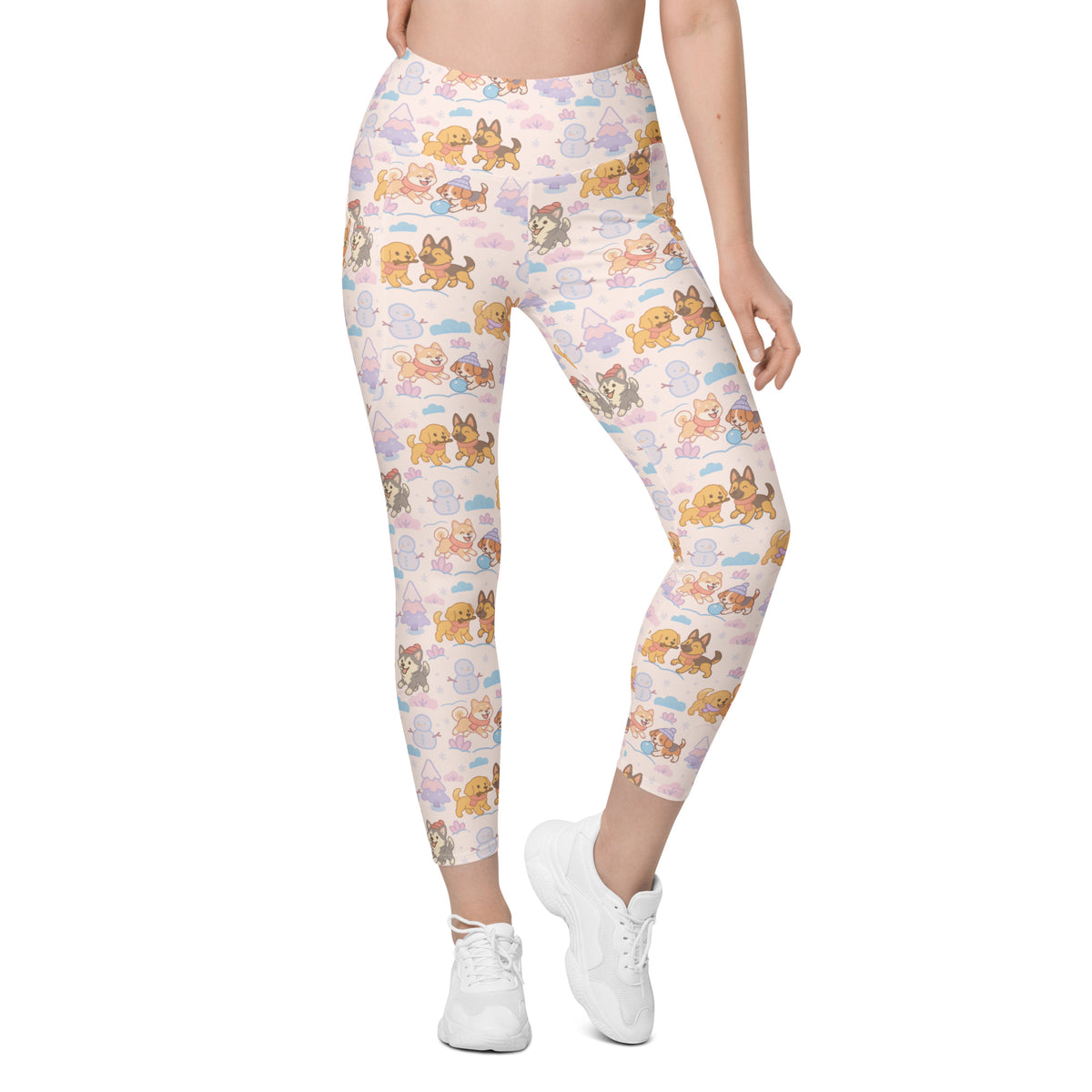 Women’s Winter Dogs Yoga Leggings With Pockets – High-Waisted, Soft Compression Active Pants