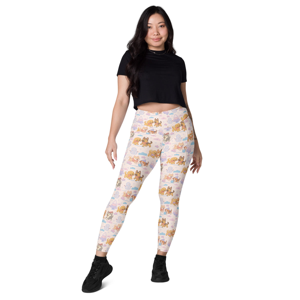 Women’s Winter Dogs Yoga Leggings With Pockets – High-Waisted, Soft Compression Active Pants