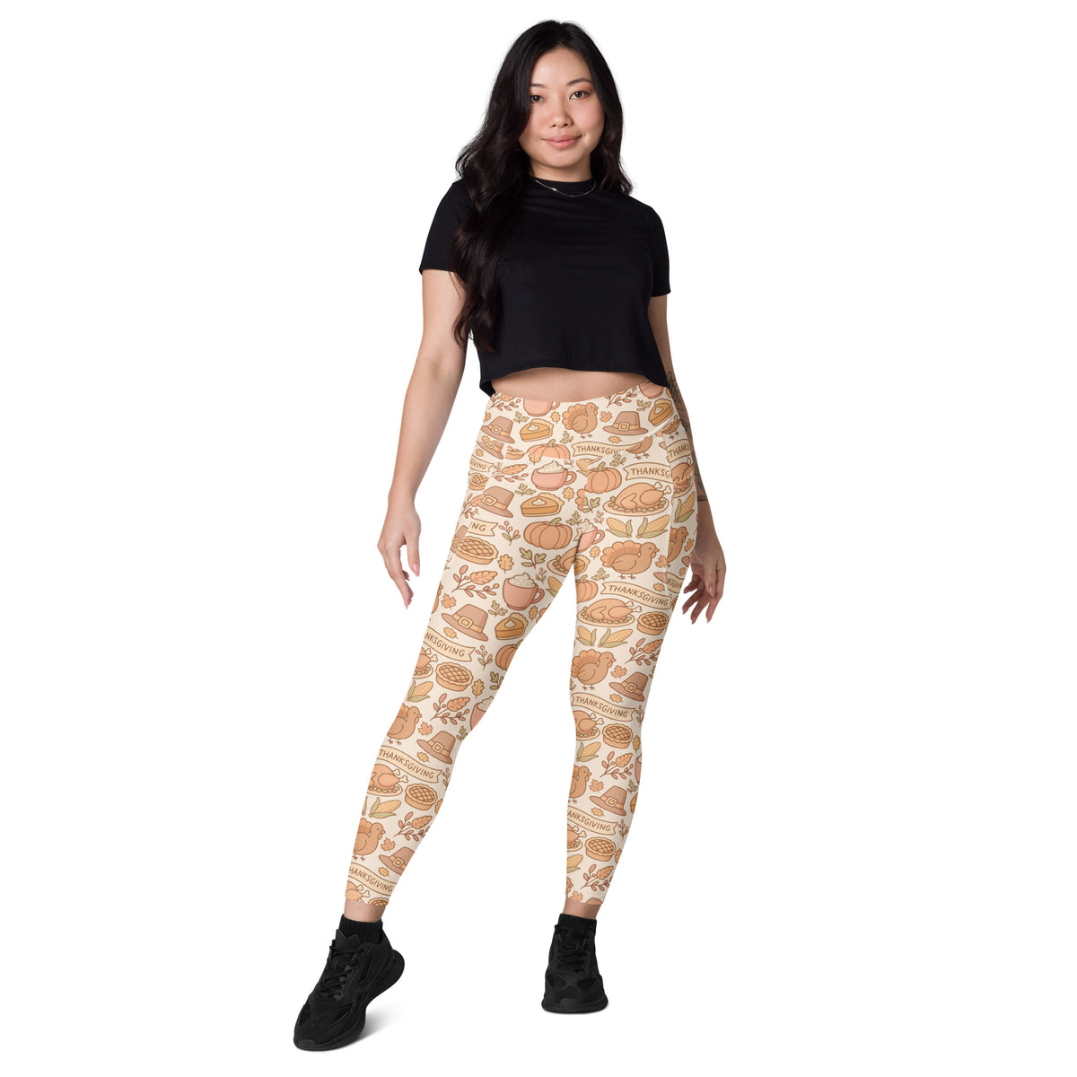 Women’s Thanksgiving Turkey Yoga Leggings With Pockets – High-Waisted, Soft Compression Active Pants