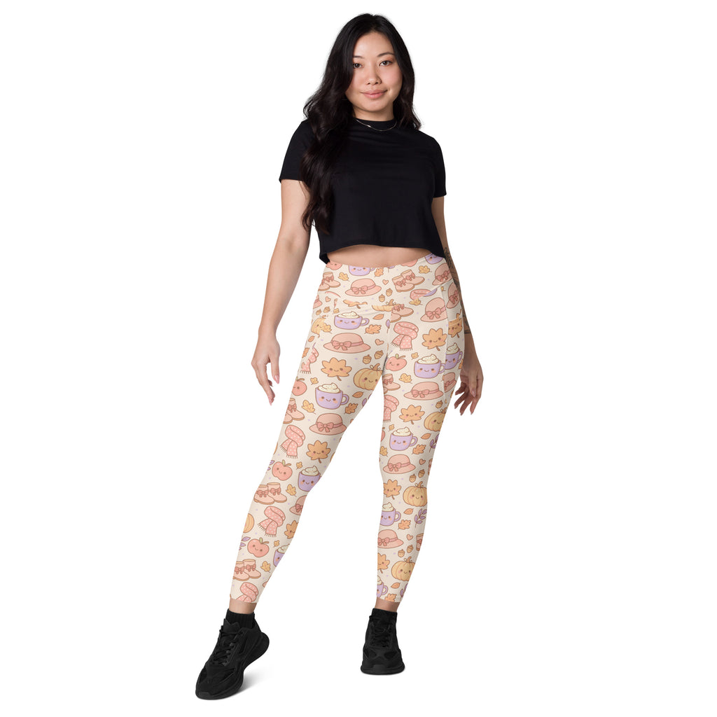 Women’s Kawaii Fall Yoga Leggings With Pockets – High-Waisted, Soft Compression Active Pants