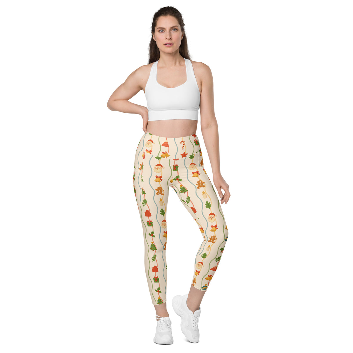 Women’s Christmas Icons Yoga Leggings With Pockets – High-Waisted, Soft Compression Active Pants
