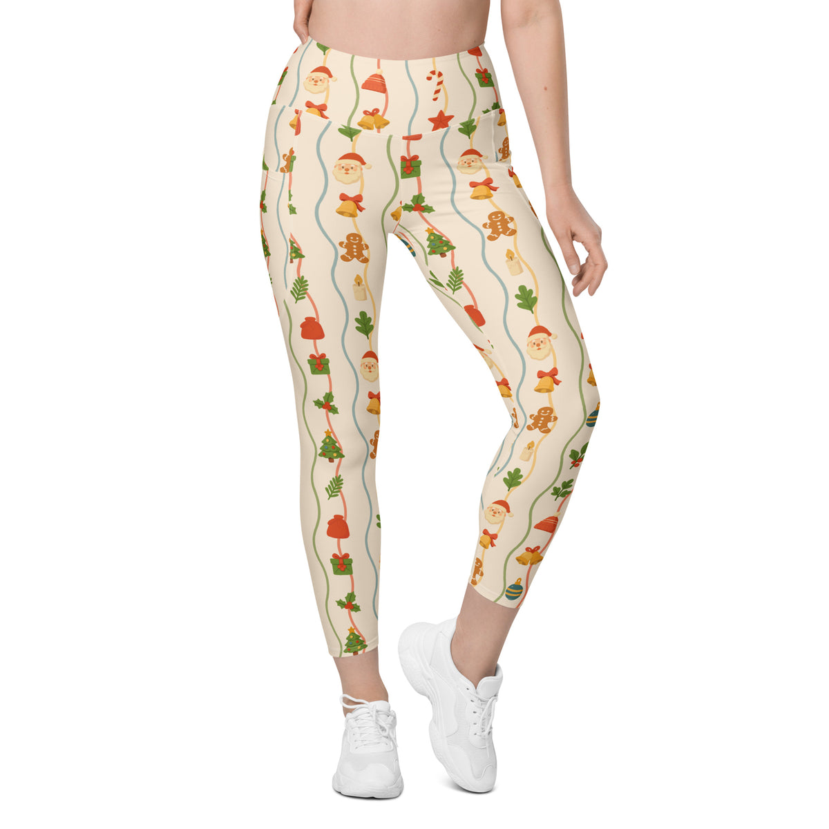 Women’s Christmas Icons Yoga Leggings With Pockets – High-Waisted, Soft Compression Active Pants