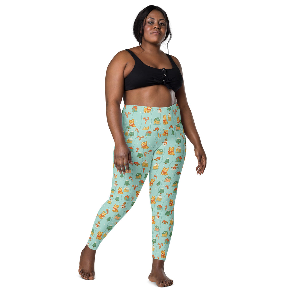 Women’s Christmas Corgi Dog Yoga Leggings With Pockets – High-Waisted, Soft Compression Active Pants