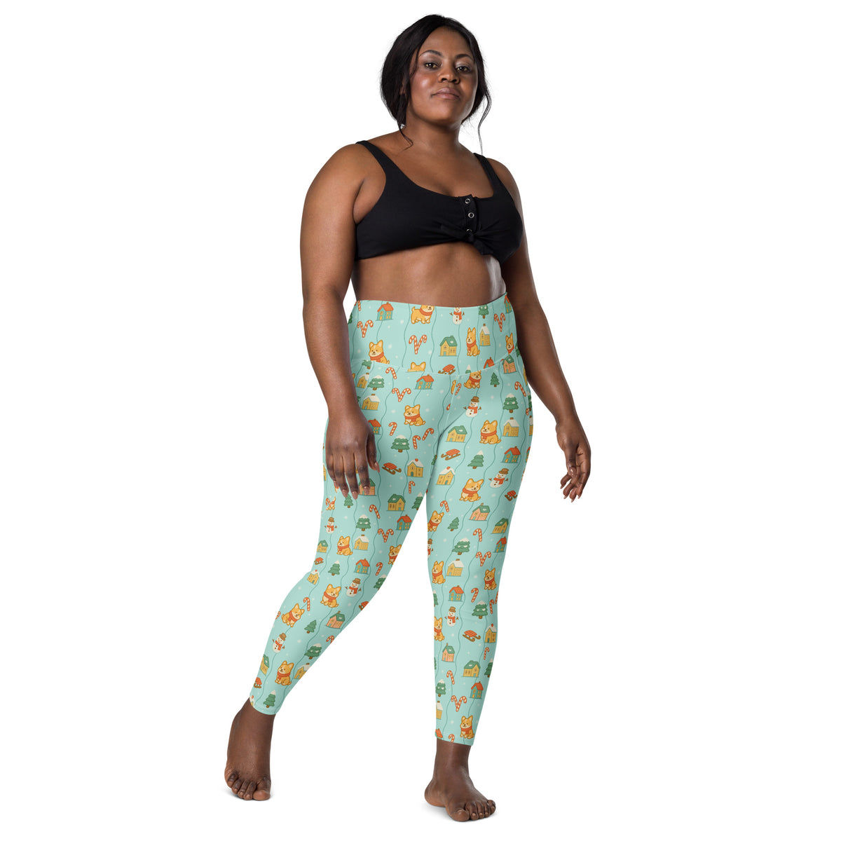 Women’s Christmas Corgi Dog Yoga Leggings With Pockets – High-Waisted, Soft Compression Active Pants