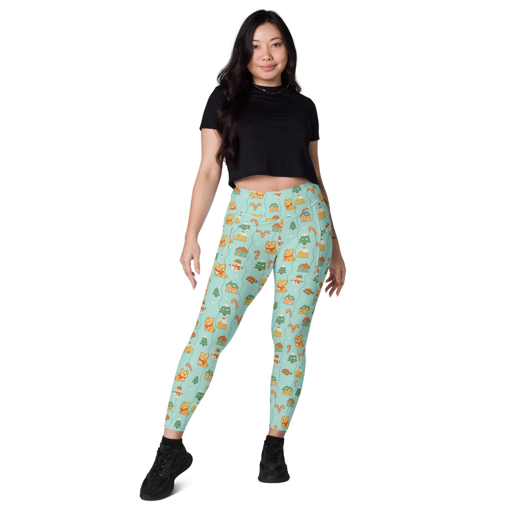 Women’s Christmas Corgi Dog Yoga Leggings With Pockets – High-Waisted, Soft Compression Active Pants