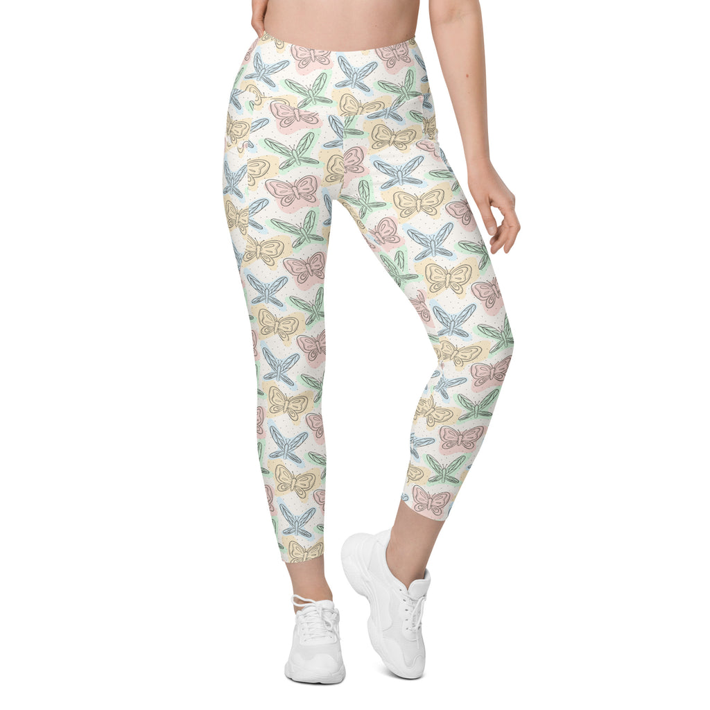 Women’s Butterflies and Dragonflies Yoga Leggings With Pockets – High-Waisted, Soft Compression Active Pants