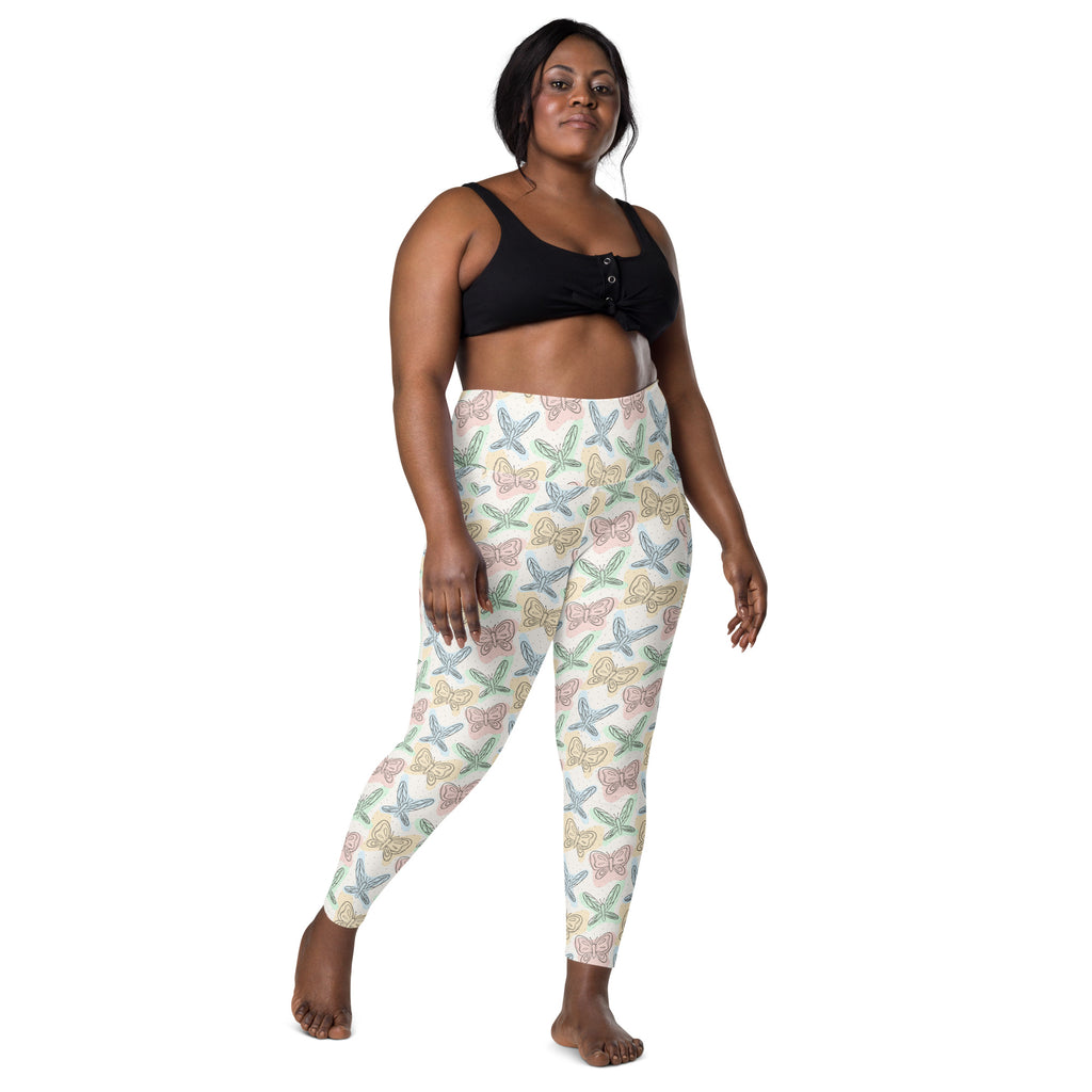 Women’s Butterflies and Dragonflies Yoga Leggings With Pockets – High-Waisted, Soft Compression Active Pants