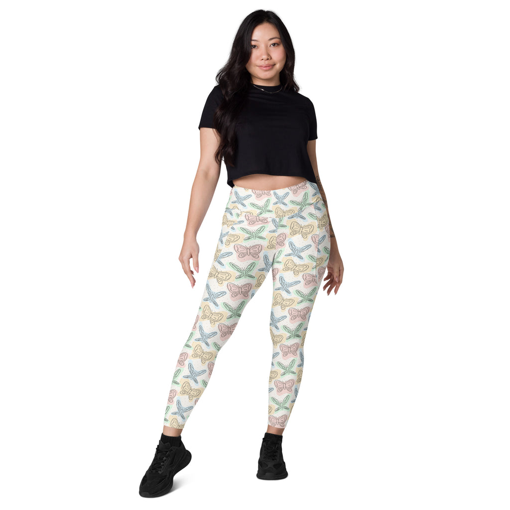 Women’s Butterflies and Dragonflies Yoga Leggings With Pockets – High-Waisted, Soft Compression Active Pants