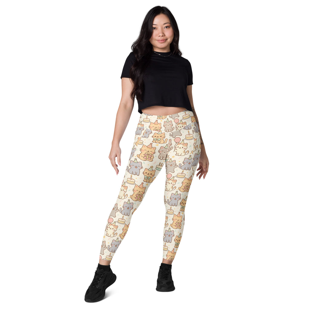 Women’s Kitten Birthday Yoga Leggings With Pockets – High-Waisted, Soft Compression Active Pants