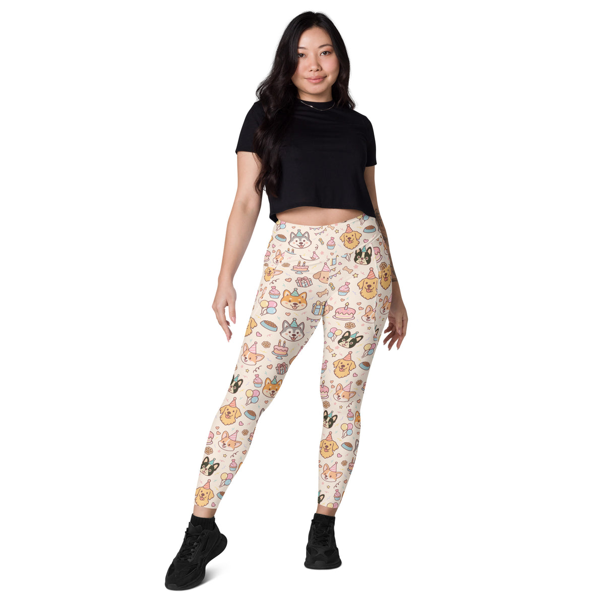 Women’s Puppy Birthday Yoga Leggings With Pockets – High-Waisted, Soft Compression Active Pants