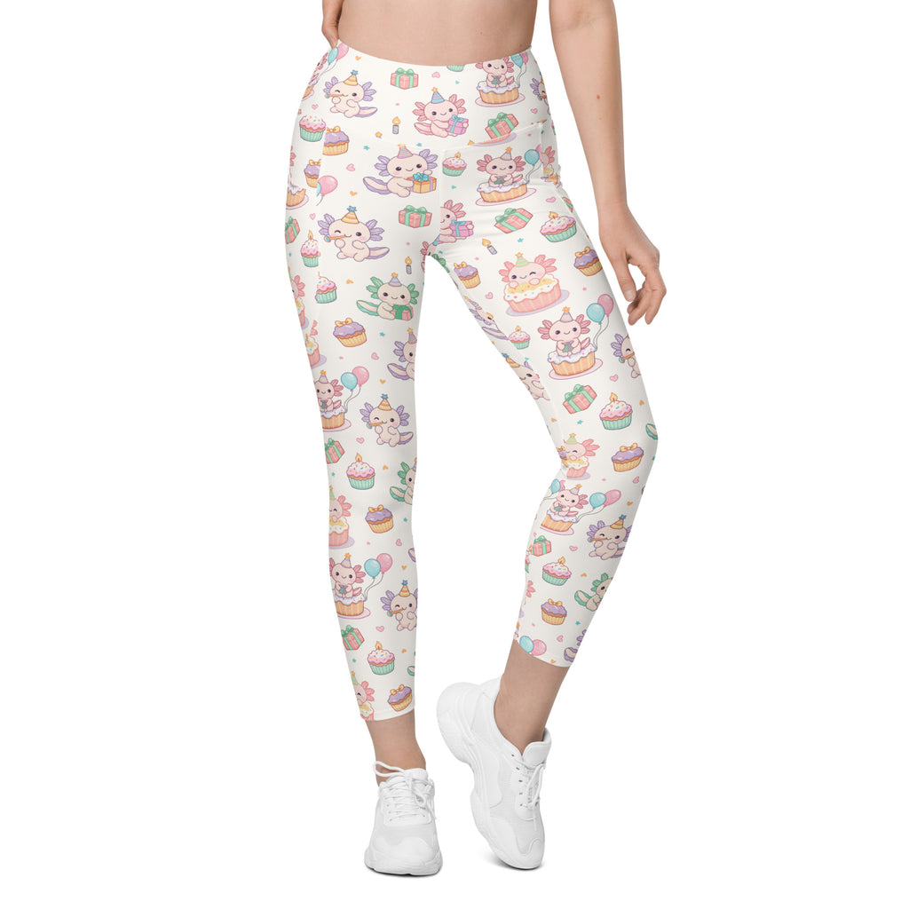 Women’s Axolotl Birthday Yoga Leggings With Pockets – High-Waisted, Soft Compression Active Pants