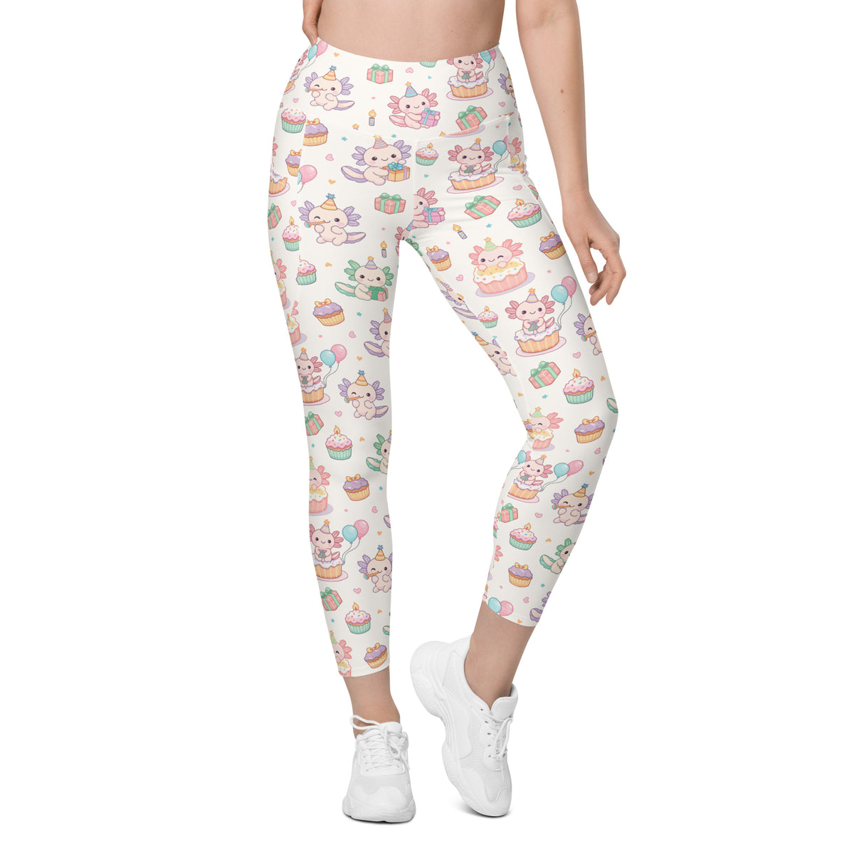 Women’s Axolotl Birthday Yoga Leggings With Pockets – High-Waisted, Soft Compression Active Pants