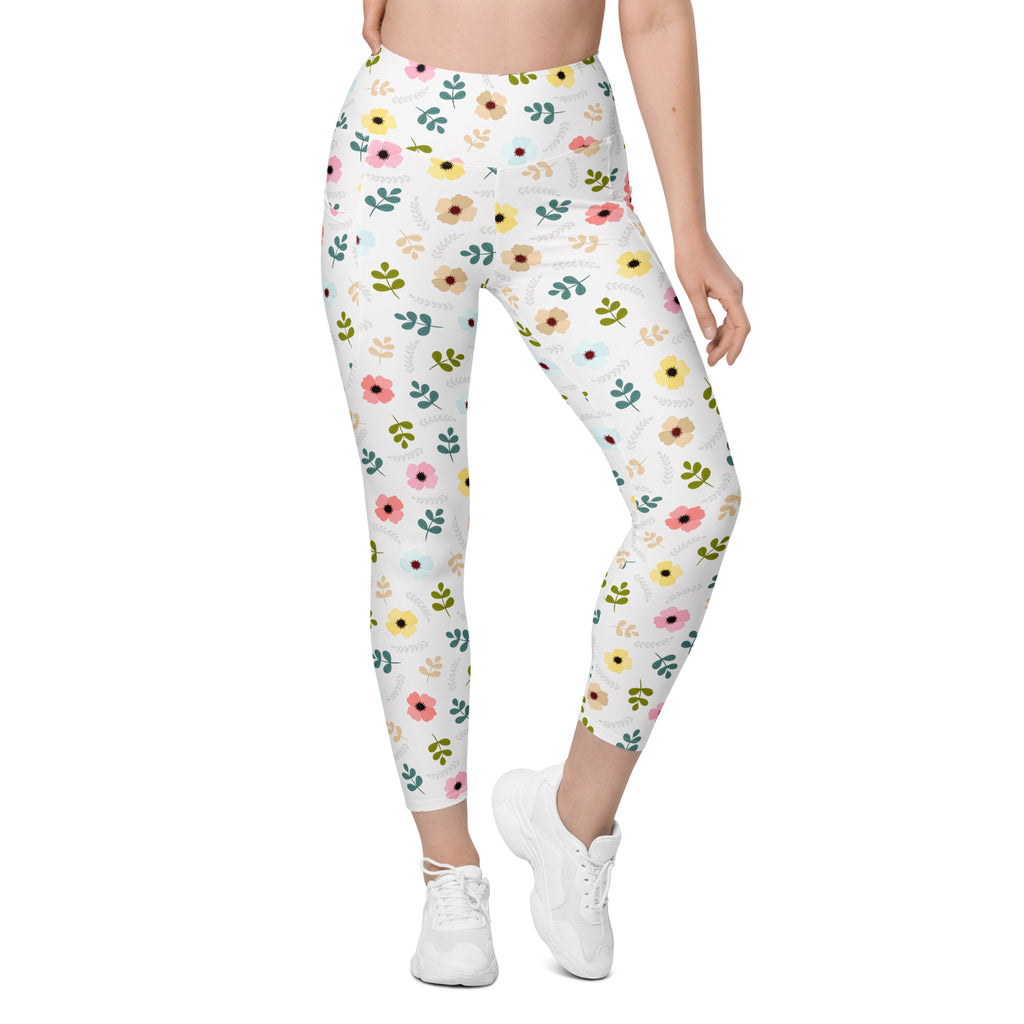 Women’s Wildflower Yoga Leggings With Pockets – High-Waisted, Soft Compression Active Pants