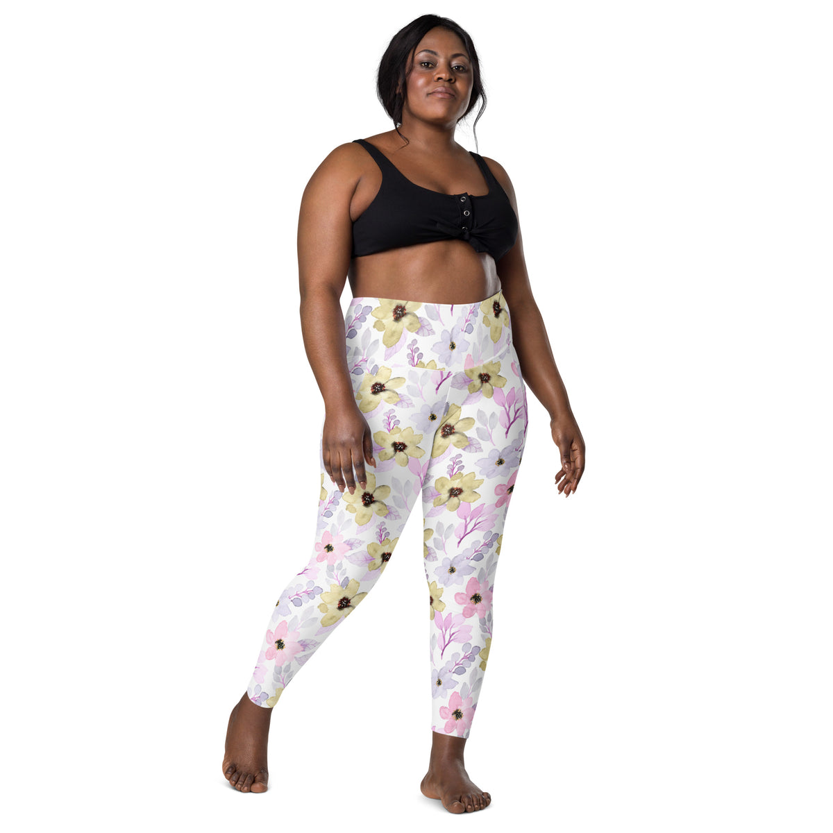 Women’s Colorful Watercolor Yoga Leggings With Pockets – High-Waisted, Soft Compression Active Pants