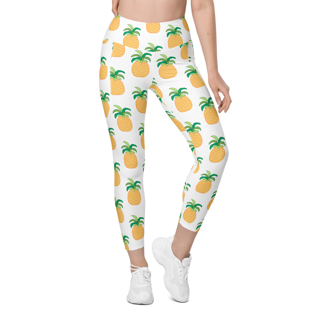 Women’s Pineapple Yoga Leggings With Pockets – High-Waisted, Soft Compression Active Pants
