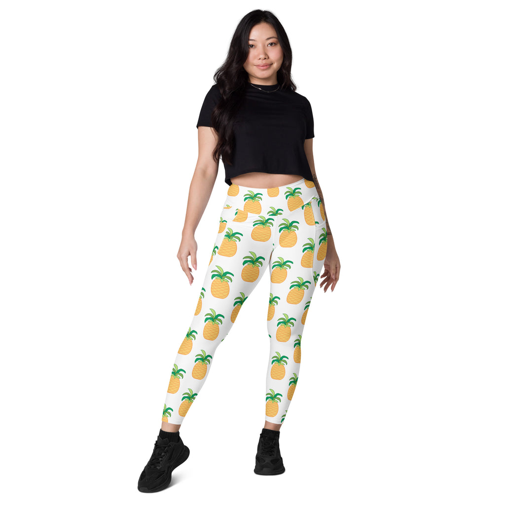 Women’s Pineapple Yoga Leggings With Pockets – High-Waisted, Soft Compression Active Pants