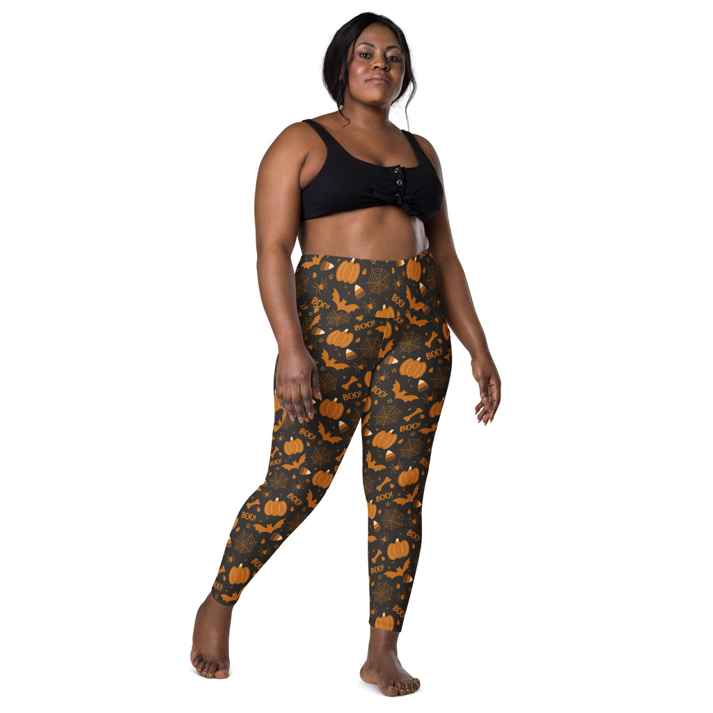 Women’s Halloween Pumpkin Yoga Leggings With Pockets – High-Waisted, Soft Compression Active Pants