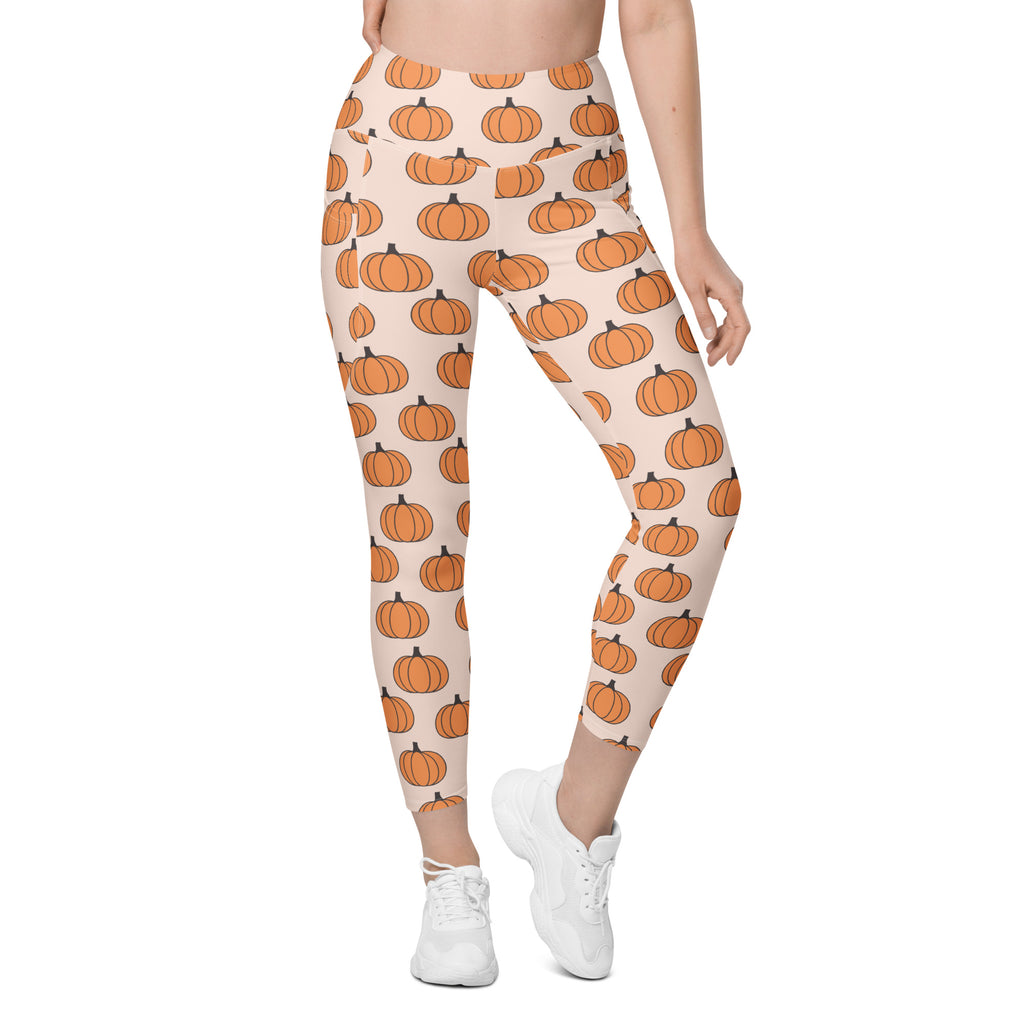 Women’s Pumpkin Patch Autumn Yoga Leggings With Pockets – High-Waisted, Soft Compression Active Pants