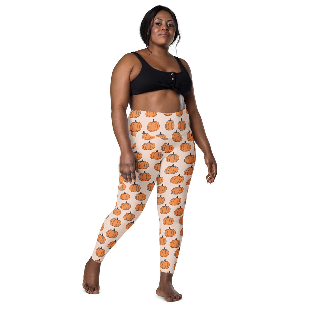 Women’s Pumpkin Patch Autumn Yoga Leggings With Pockets – High-Waisted, Soft Compression Active Pants