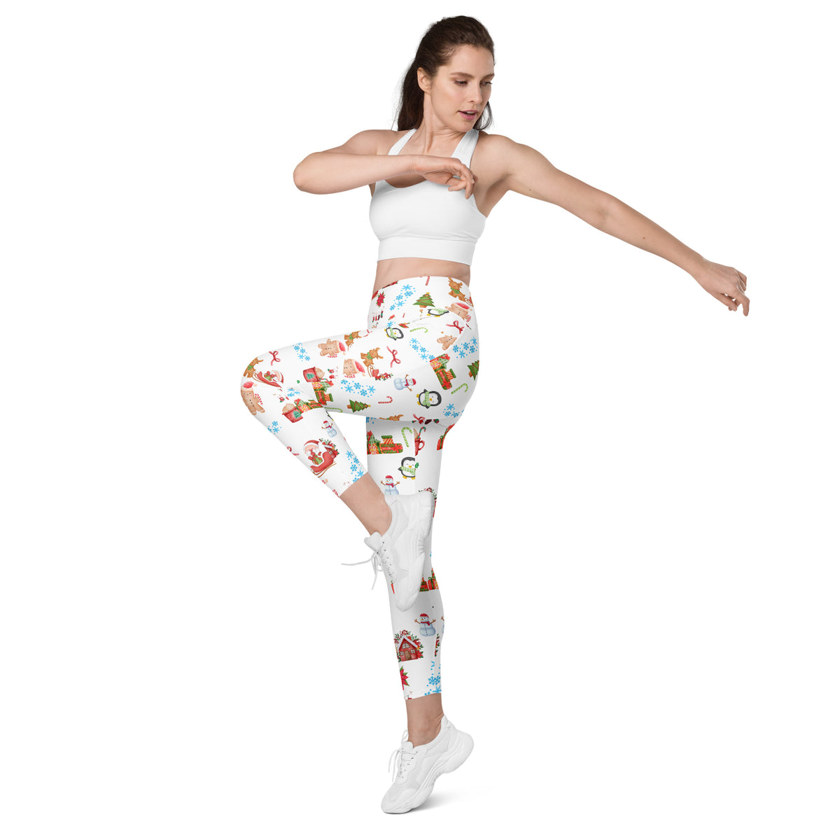 Women’s Christmas Themed Yoga Leggings With Pockets – High-Waisted, Soft Compression Active Pants