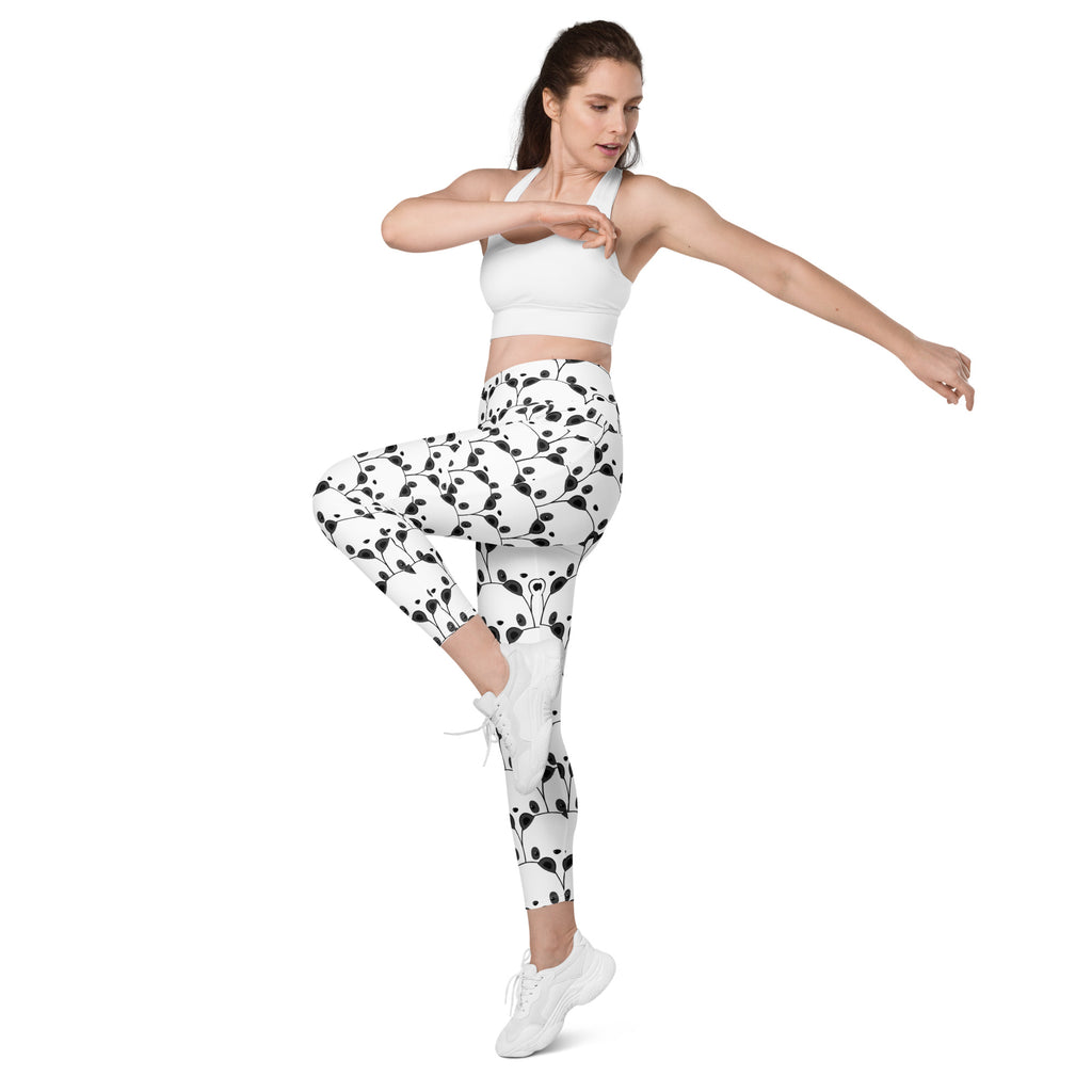 Women’s Panda Print Yoga Leggings With Pockets – High-Waisted, Soft Compression Active Pants