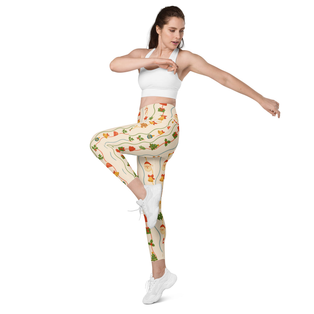 Women’s Christmas Icons Yoga Leggings With Pockets – High-Waisted, Soft Compression Active Pants